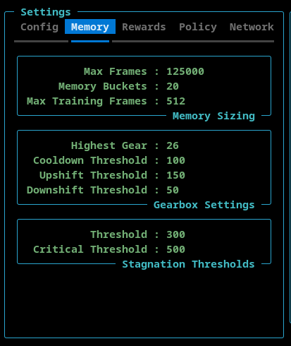 Memory Settings